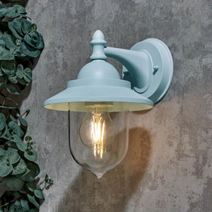 Outdoor Fisherman Vintage Nautical Industrial Lantern Wall Porch Light | E27 | IP44 | Pale Blue