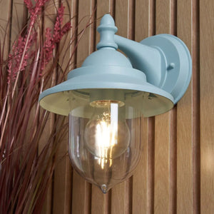 Outdoor Fisherman Vintage Nautical Industrial Lantern Wall Porch Light | E27 | IP44 | Pale Blue