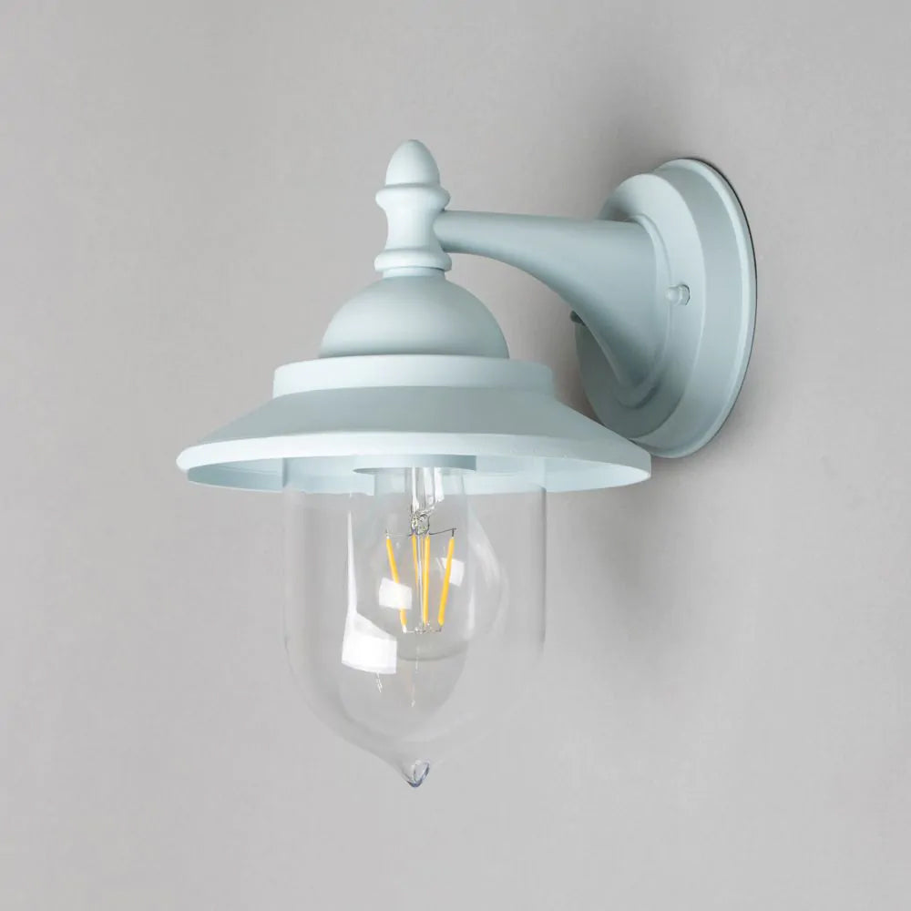 Outdoor Fisherman Vintage Nautical Industrial Lantern Wall Porch Light | E27 | IP44 | Pale Blue