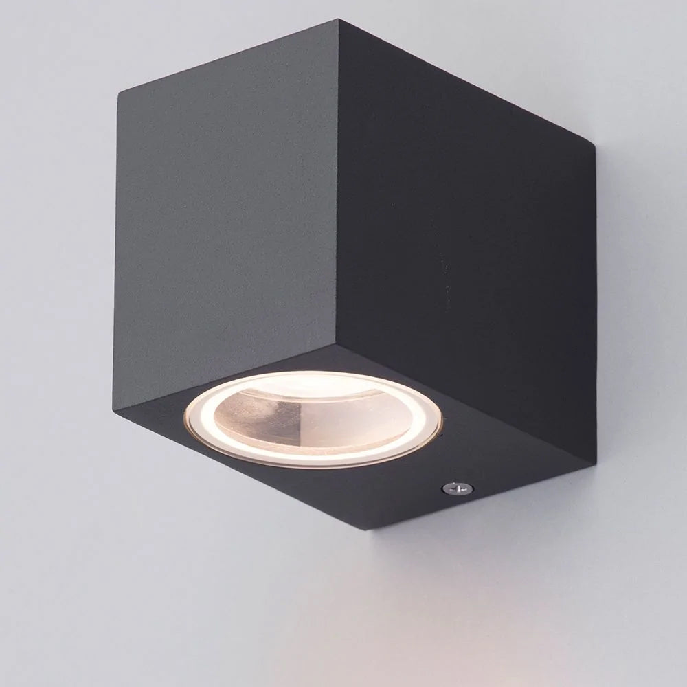 FLEET 1 | Outdoor Square Down Wall Lantern Spotlight  | GU10 | IP44 | Anthracite