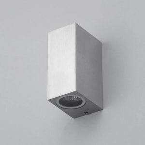 FLEET | Outdoor Rectangle Up Down Wall Lantern Spotlight | 2 x GU10 | IP44 | Silver