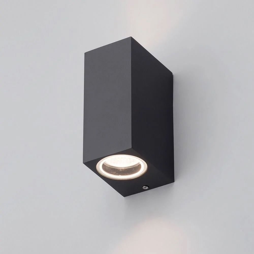 FLEET | Outdoor Rectangle Up Down Wall Lantern Spotlight  | 2 x GU10 | IP44 | Anthracite