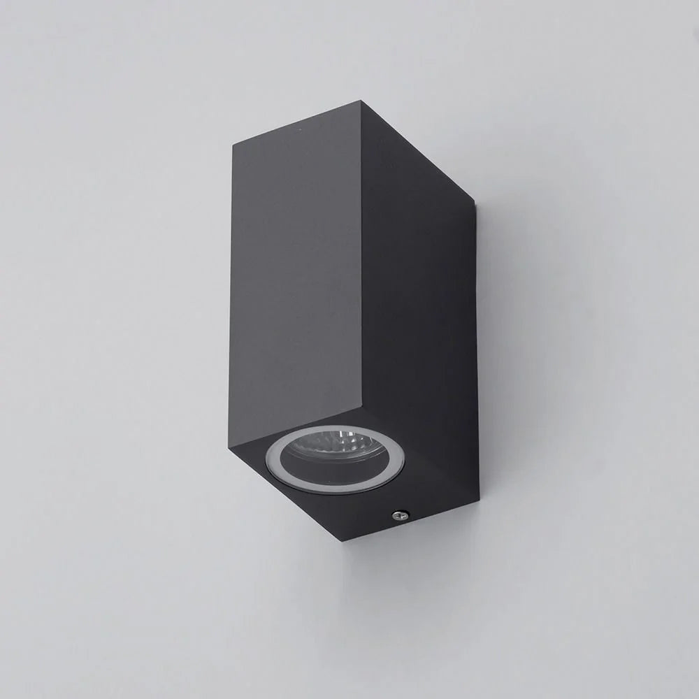 FLEET | Outdoor Rectangle Up Down Wall Lantern Spotlight  | 2 x GU10 | IP44 | Anthracite