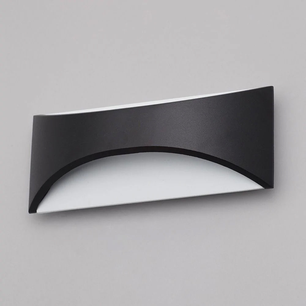 STROUD | Outdoor Curved Up Down Wall Light Fitting | 6W LED | 4000K Neutral White | IP44 | Black