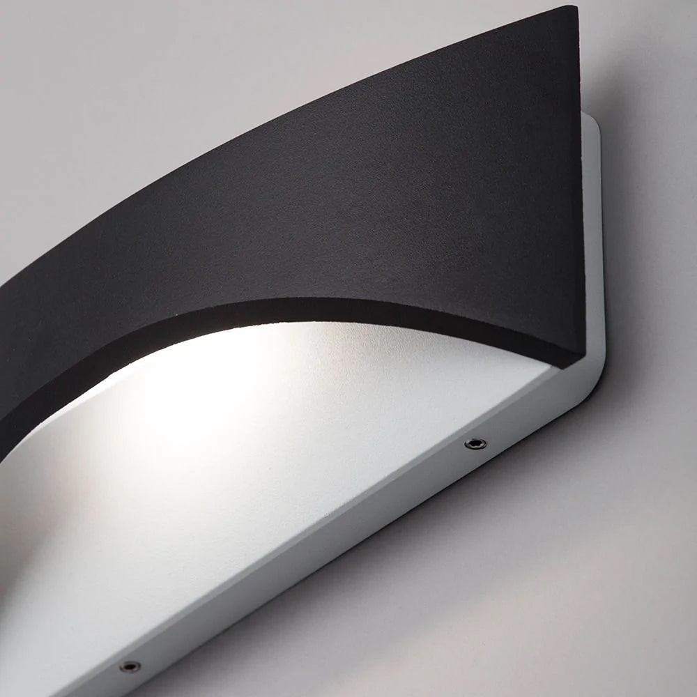 STROUD | Outdoor Curved Up Down Wall Light Fitting | 6W LED | 4000K Neutral White | IP44 | Black