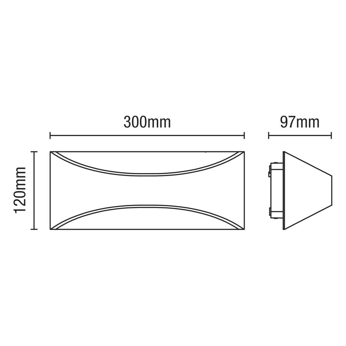 STROUD | Outdoor Curved Up Down Wall Light Fitting | 12W LED | 4000K Neutral White | IP44 | Black