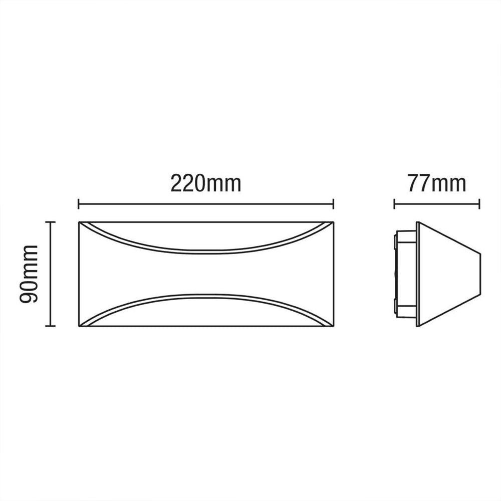 STROUD | Outdoor Curved Up Down Wall Light Fitting | 6W LED | 4000K Neutral White | IP44 | Black