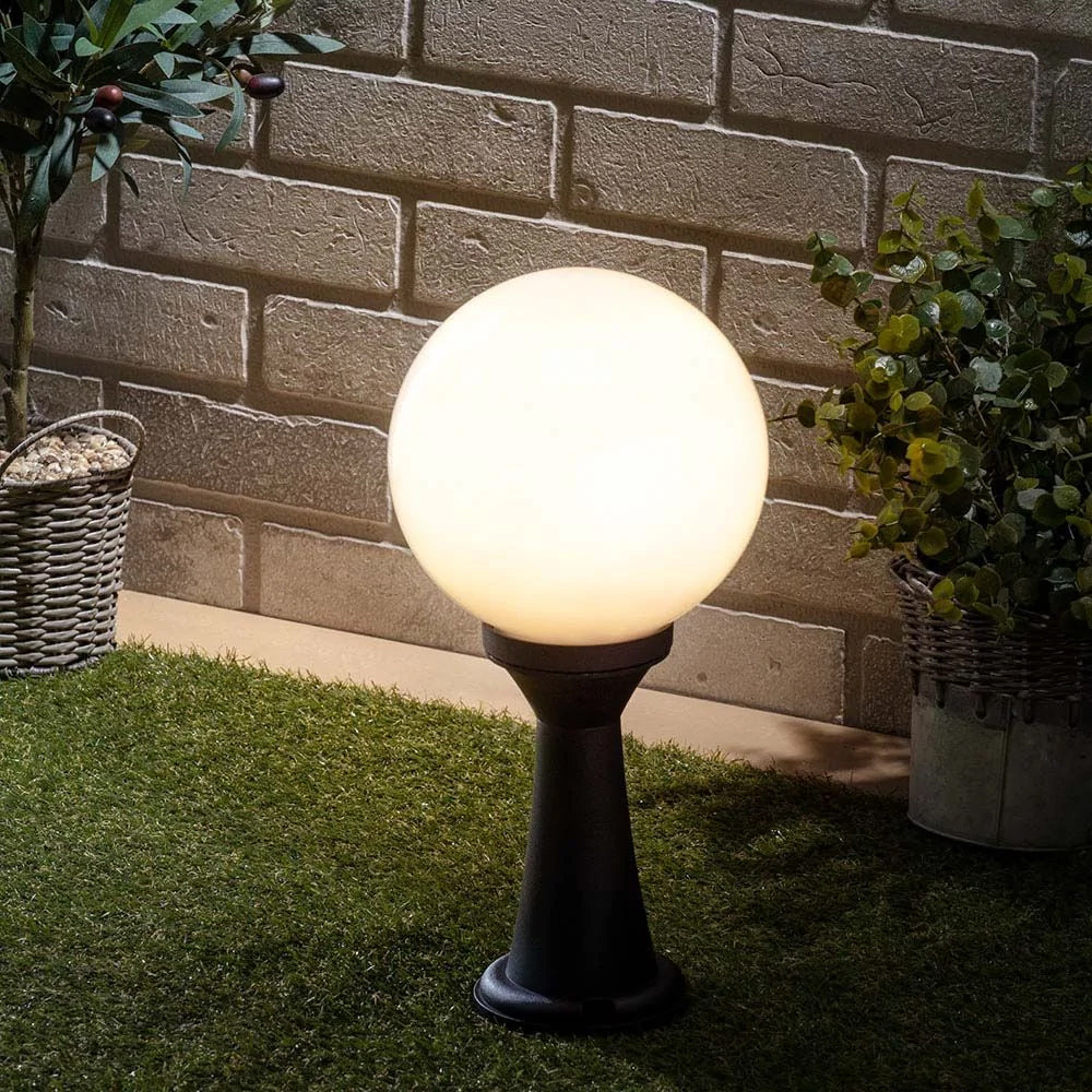 YORK | Outdoor Globe Post Mini Bollard Lantern Garden Light | E27 | IP44 | Black