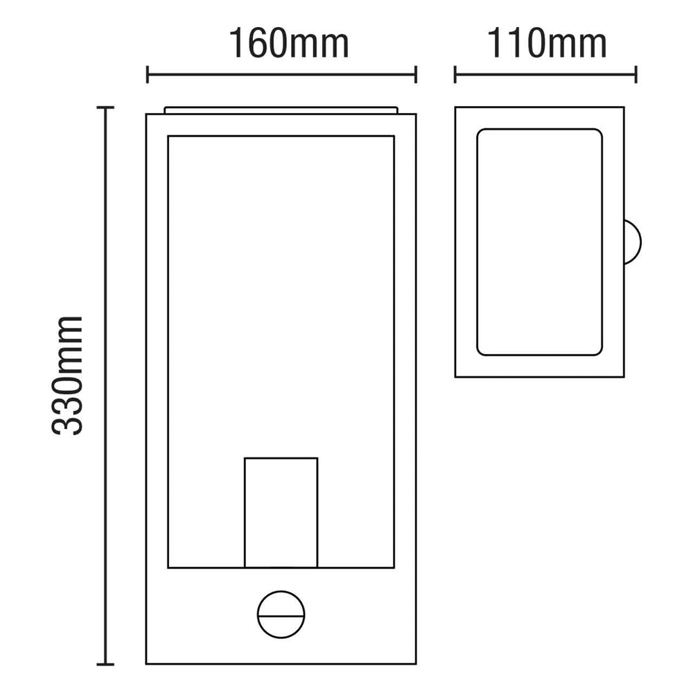 IP44 Outdoor Wall Box Glass Anthracite PIR Sensor Lantern Light | In ...