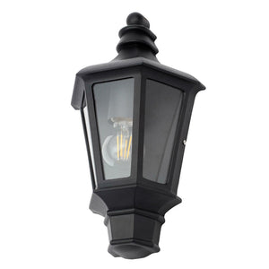 Outdoor Wall Porch Half Coach Lantern Light | E27 | IP44 | Black