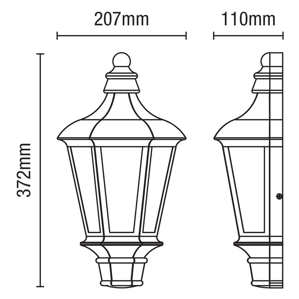 Outdoor Wall Porch Half Coach Lantern Light | E27 | IP44 | Black