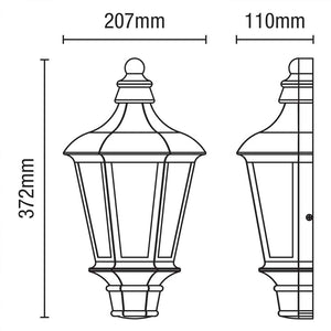 Outdoor Wall Porch Half Coach Lantern Light | E27 | IP44 | Black