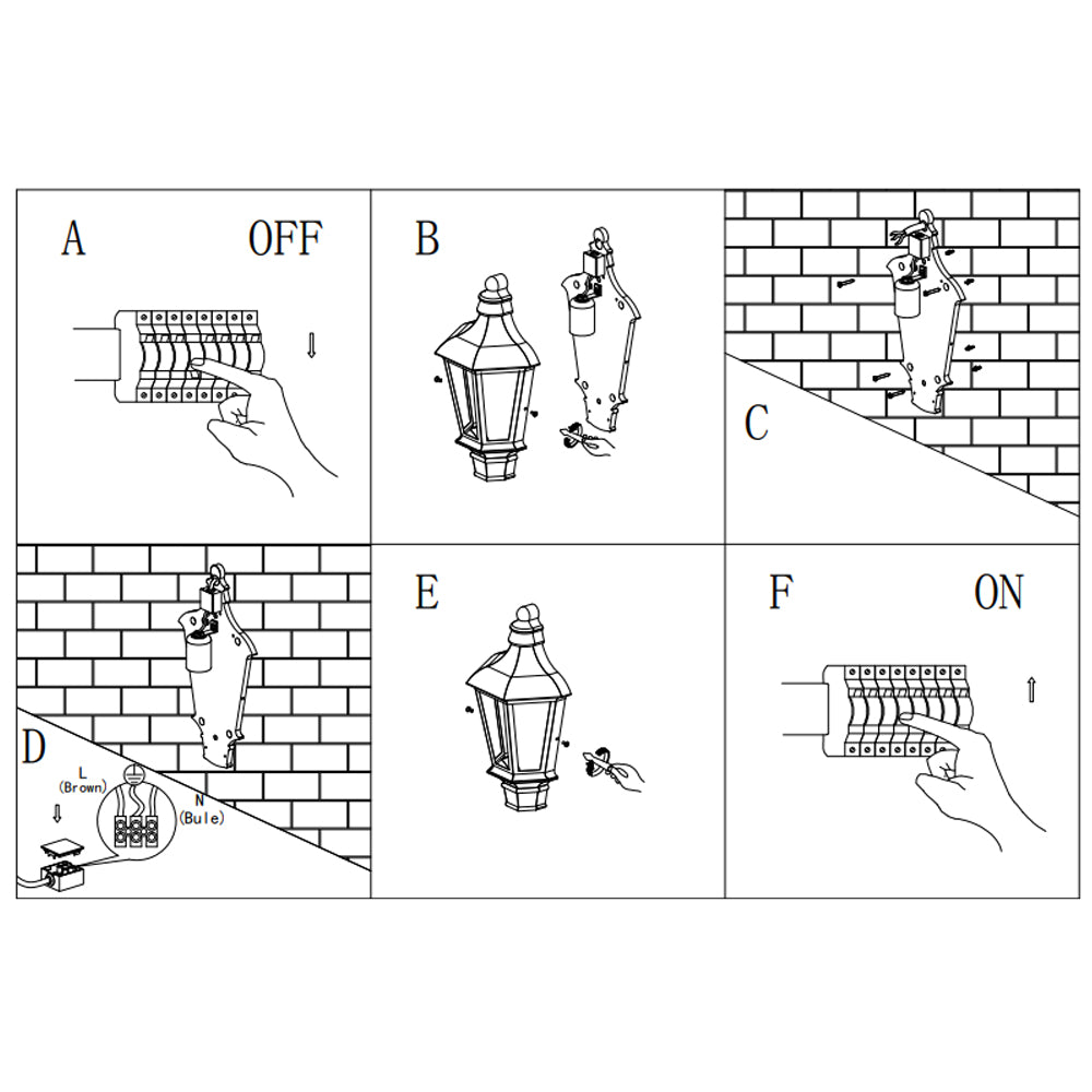 Outdoor Wall Porch Half Coach Lantern Light | E27 | IP44 | Black