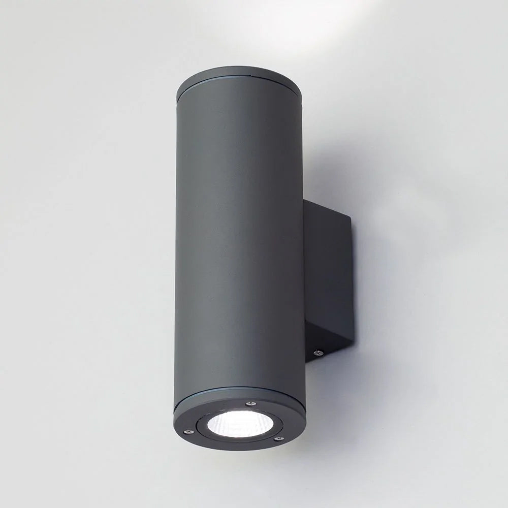 MIZAR | Outdoor Cylinder Up Down Wall Light Fitting | 20W LED | 4000K Neutral White | IP54 | Anthracite