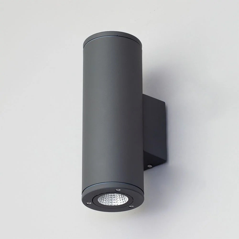 MIZAR | Outdoor Cylinder Up Down Wall Light Fitting | 20W LED | 4000K Neutral White | IP54 | Anthracite