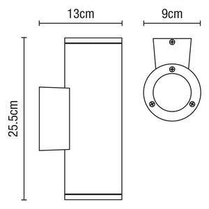 MIZAR | Outdoor Cylinder Up Down Wall Light Fitting | 20W LED | 4000K Neutral White | IP54 | Anthracite