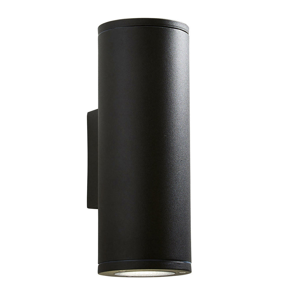 MIZAR | Outdoor Cylinder Up Down Wall Light Fitting | 20W LED | 4000K Neutral White | IP54 | Black