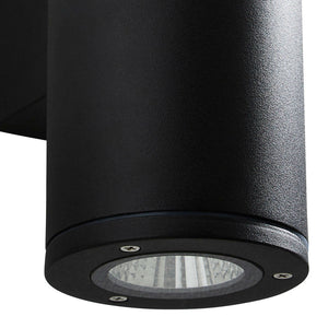 MIZAR | Outdoor Cylinder Up Down Wall Light Fitting | 20W LED | 4000K Neutral White | IP54 | Black