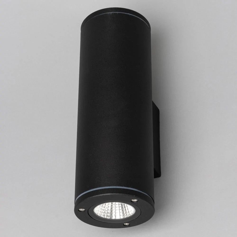 MIZAR | Outdoor Cylinder Up Down Wall Light Fitting | 20W LED | 4000K Neutral White | IP54 | Black