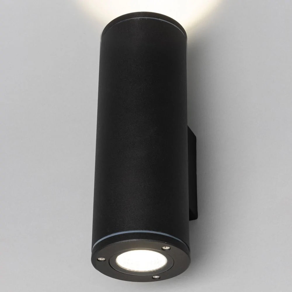 MIZAR | Outdoor Cylinder Up Down Wall Light Fitting | 20W LED | 4000K Neutral White | IP54 | Black