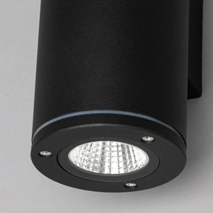 MIZAR | Outdoor Cylinder Up Down Wall Light Fitting | 20W LED | 4000K Neutral White | IP54 | Black