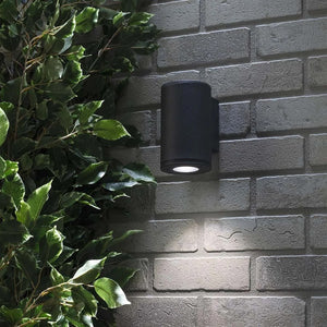 MIZAR | Outdoor Cylinder Up or Down Wall Light Fitting | 10W LED | 4000K Neutral White | IP54 | Anthracite