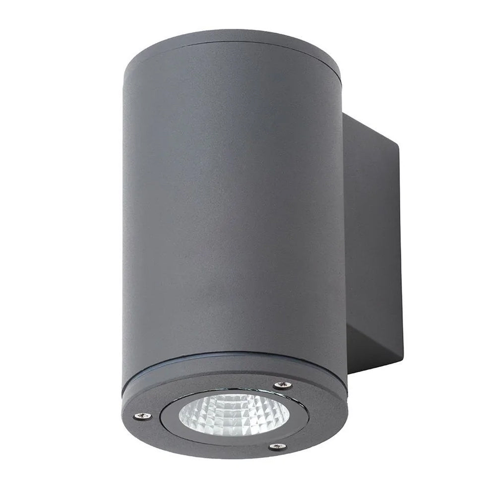 MIZAR | Outdoor Cylinder Up or Down Wall Light Fitting | 10W LED | 4000K Neutral White | IP54 | Anthracite