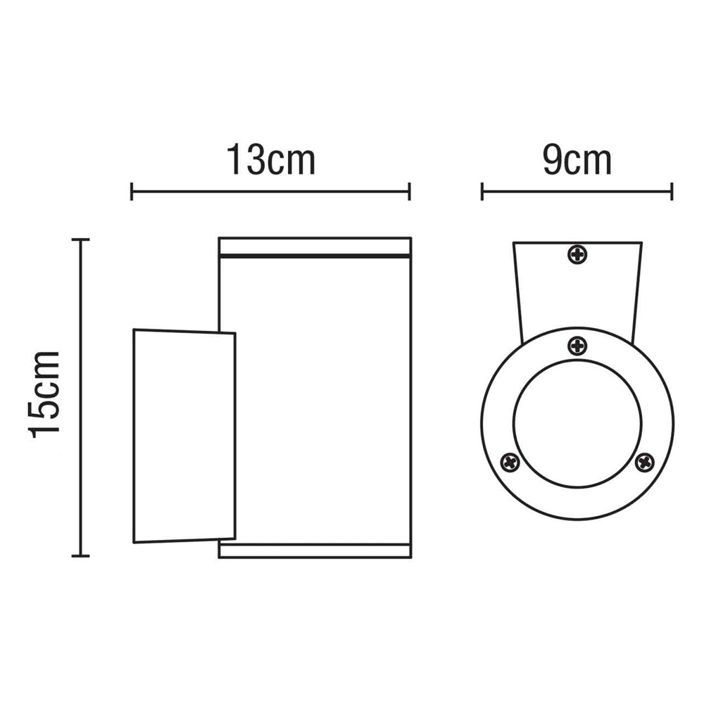 MIZAR | Outdoor Cylinder Up or Down Wall Light Fitting | 10W LED | 4000K Neutral White | IP54 | Anthracite