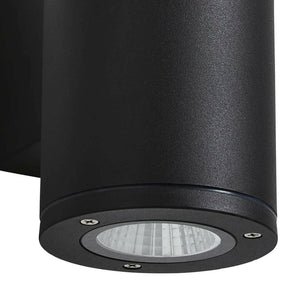 MIZAR | Outdoor Cylinder Up or Down Wall Light Fitting | 10W LED | 4000K Neutral White | IP54 | Black