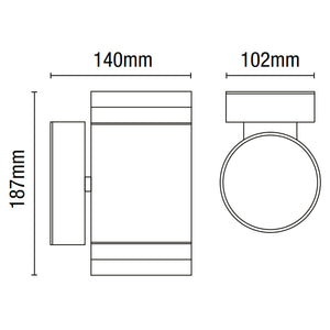 LENS | Outdoor Cylinder Up & Down Wall Light Fitting | GU10 | IP44 | Anthracite | Photocell Dusk to Dawn