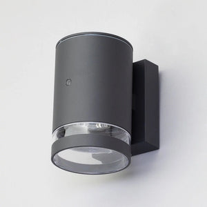 LENS | Outdoor Cylinder Down Wall Light Fitting | GU10 | IP44 | Anthracite | Photocell Dusk to Dawn