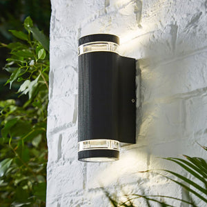 HELIX | Outdoor Porch Up Down Wall Lantern Spot Light | GU10 | IP44 | Black