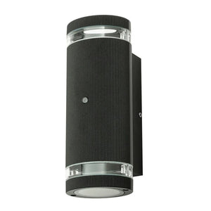 HELIX | Outdoor Porch Up Down Wall Lantern Spot Light | GU10 | IP44 | Black | Dusk to Dawn Sensor