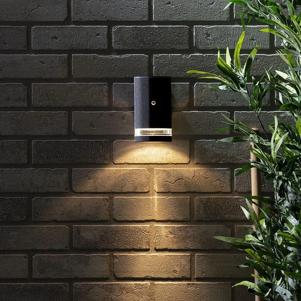 Helix 1 | Outdoor Porch Down Wall Lantern Spot Light | GU10 | IP44 | Black | Dusk to Dawn Sensor