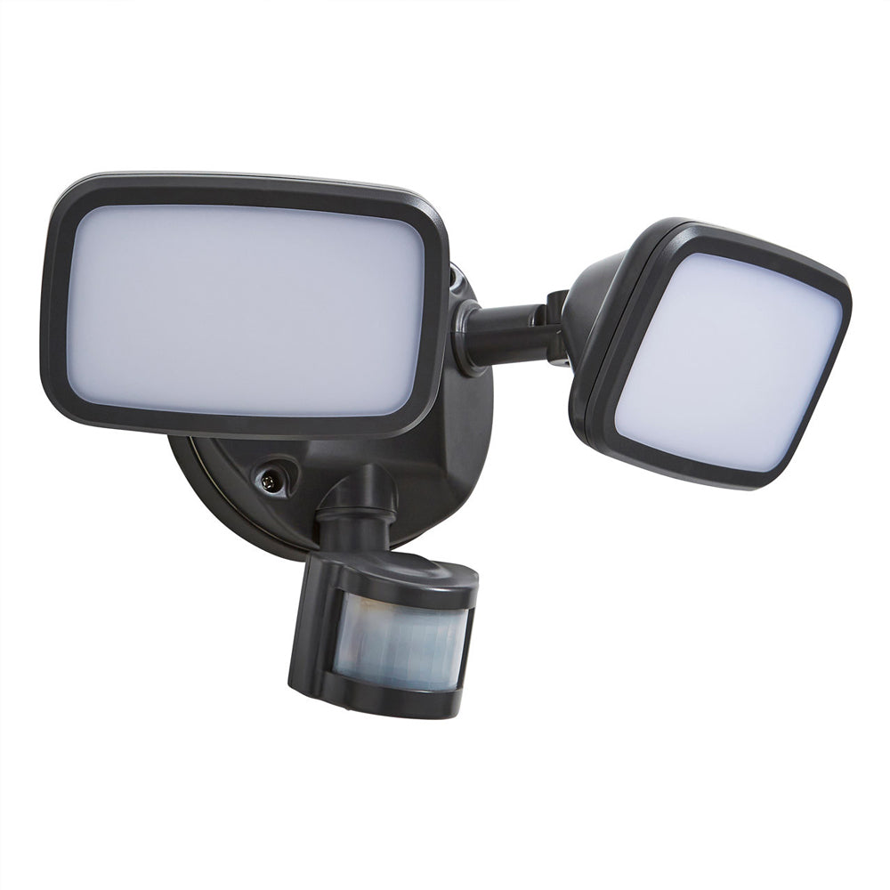 LYNN | LED Outdoor Twin Wall Spot Flood Light | 20W 1250lm | IP65 | Grey | PIR Motion Sensor