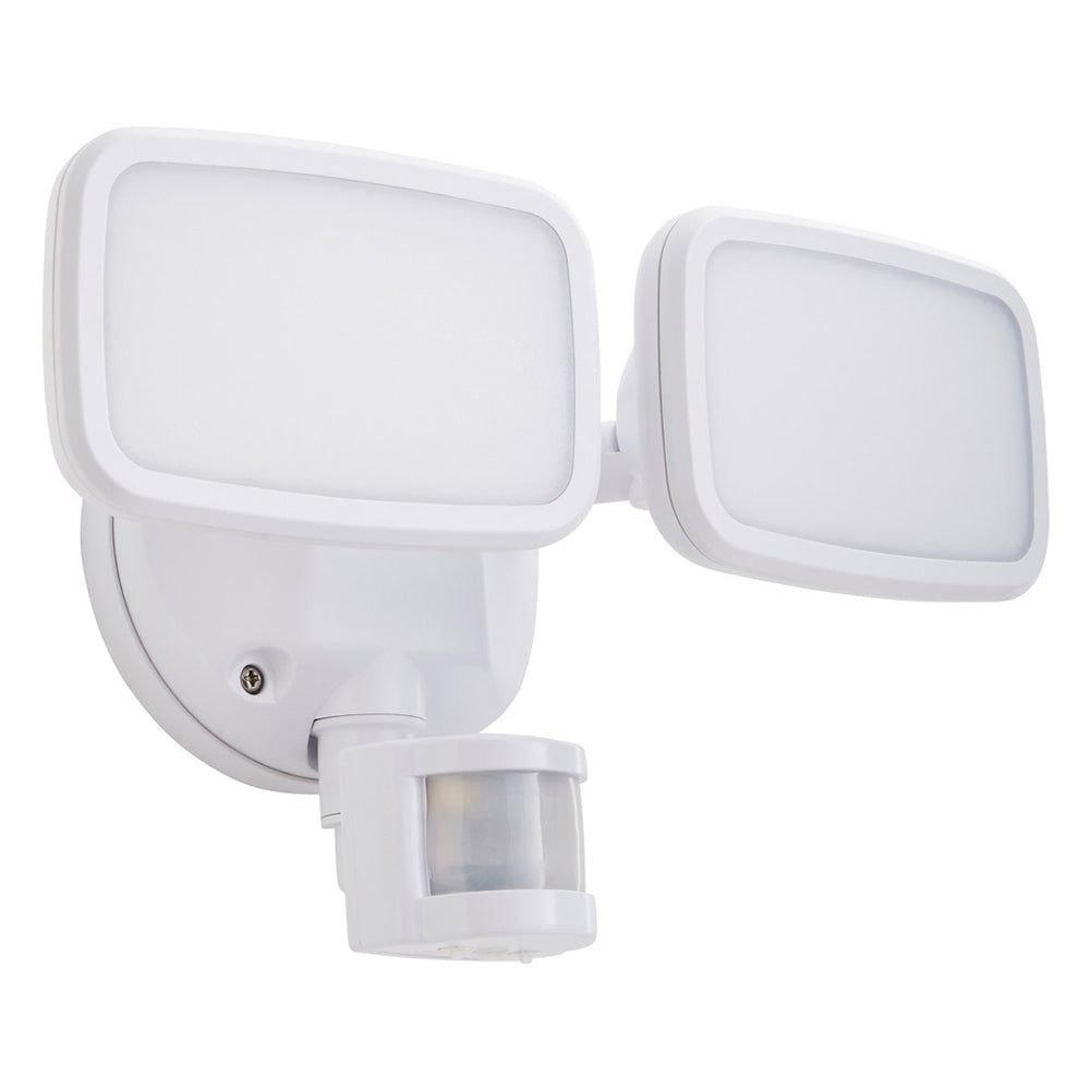 LYNN | LED Outdoor Twin Wall Spot Flood Light | 20W 1250lm | IP65 | White | PIR Motion Sensor