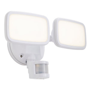 LYNN | LED Outdoor Twin Wall Spot Flood Light | 20W 1250lm | IP65 | White | PIR Motion Sensor