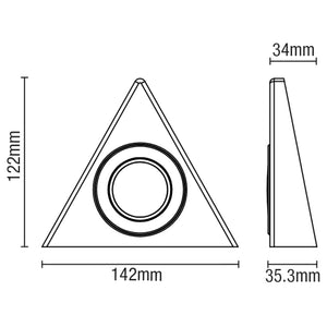 FARO | Surface Triangle Under Cabinet Light | LED 1.5W | IP44 | CCT Tri-Colour | Satin Nickel