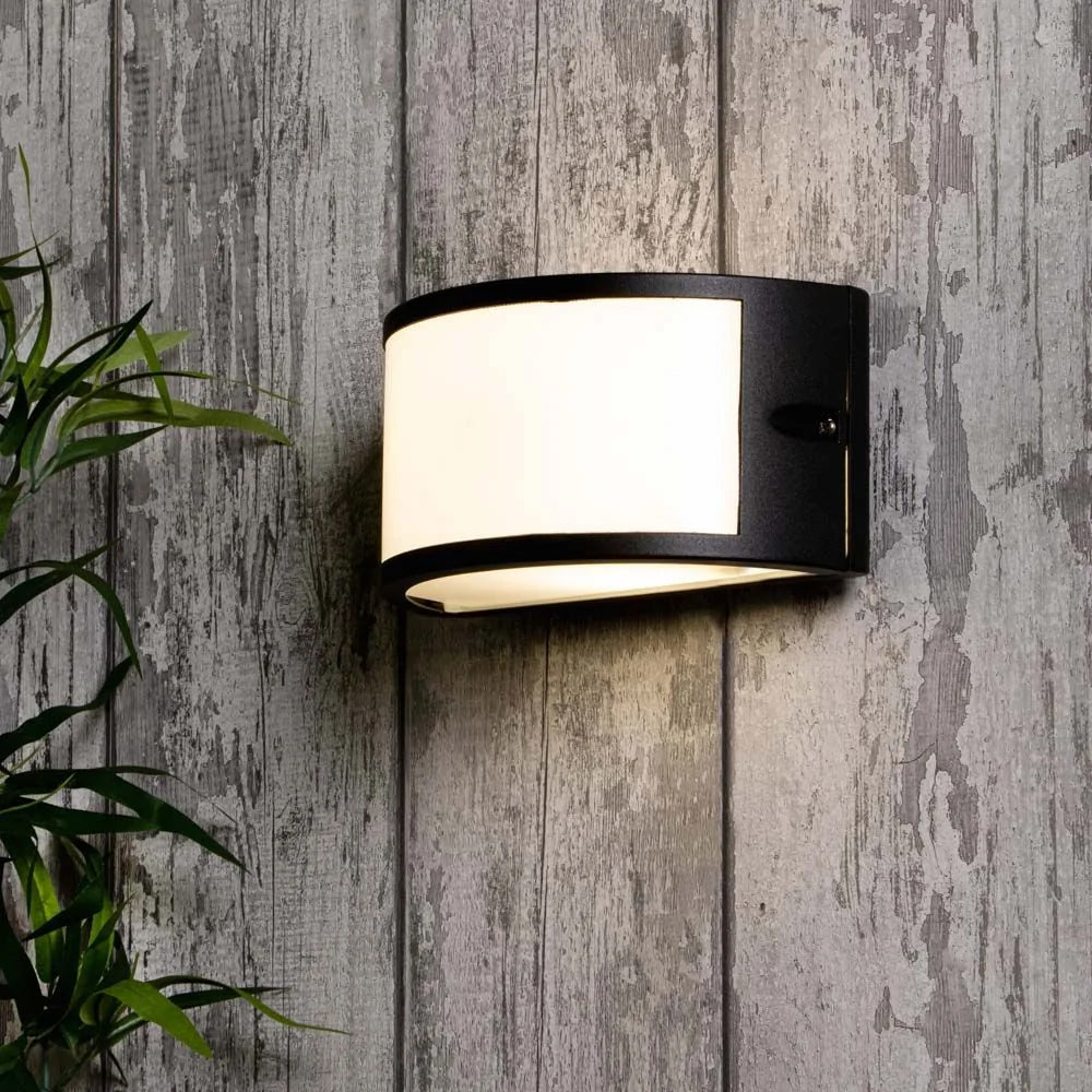 PAU | Outdoor Curved Bulkhead Wall Light Fitting | 10W LED | 4000K Neutral White | IP54 | Black