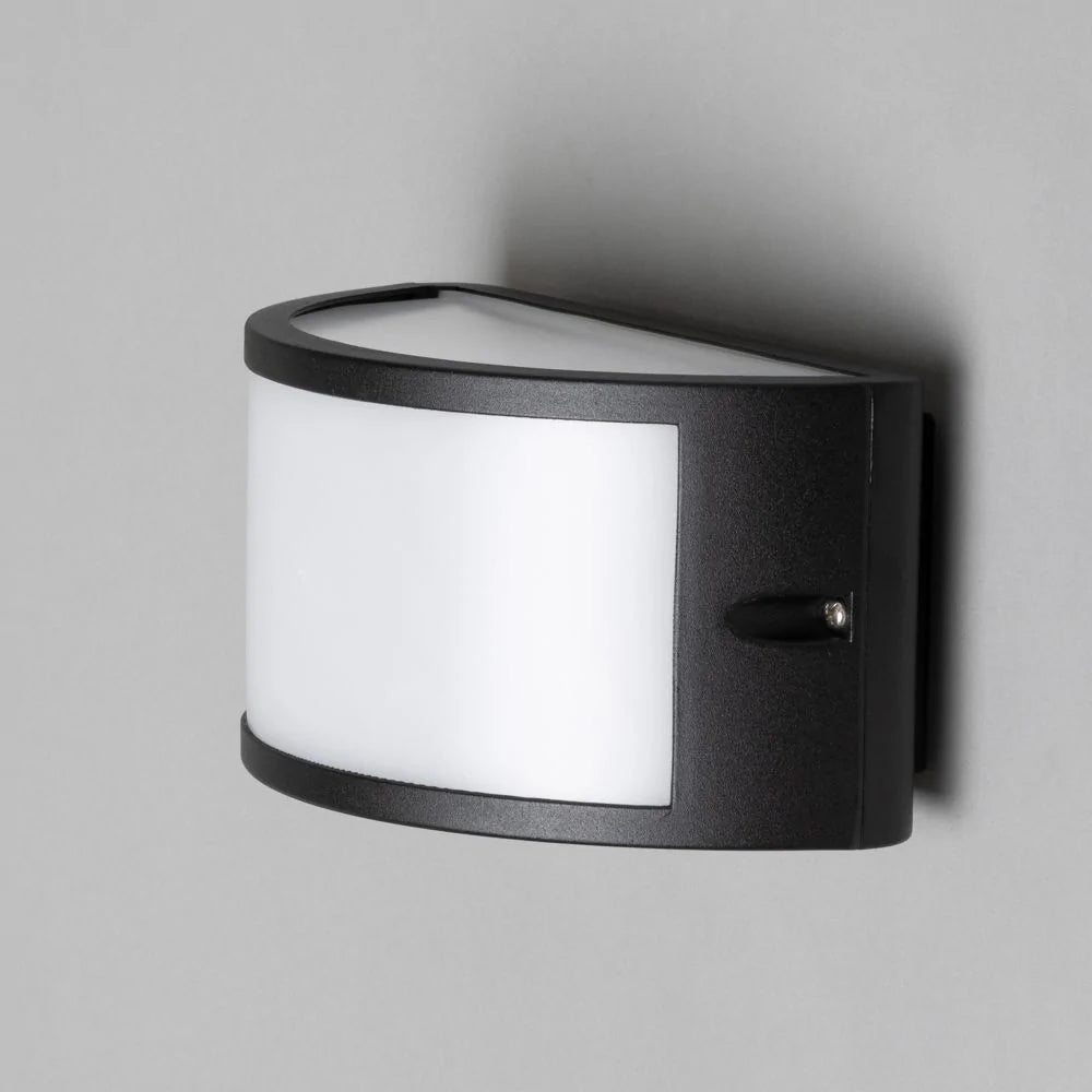 PAU | Outdoor Curved Bulkhead Wall Light Fitting | 10W LED | 4000K Neutral White | IP54 | Black