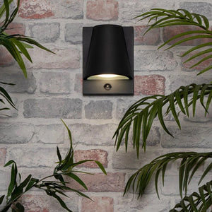 VESOUL | Outdoor Down Wall Porch Lantern Spot Light | GU10 | IP43 | Black | PIR Motion Sensor