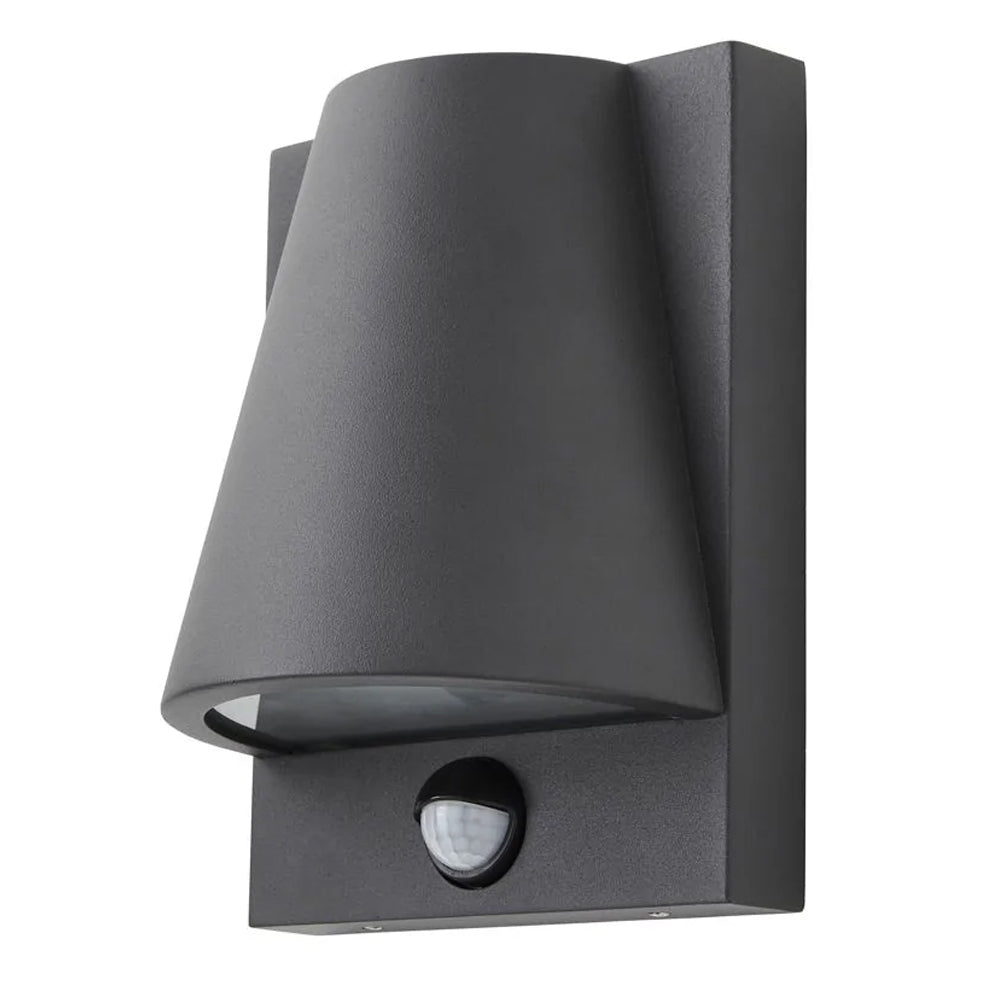 VESOUL | Outdoor Down Wall Porch Lantern Spot Light | GU10 | IP43 | Black | PIR Motion Sensor