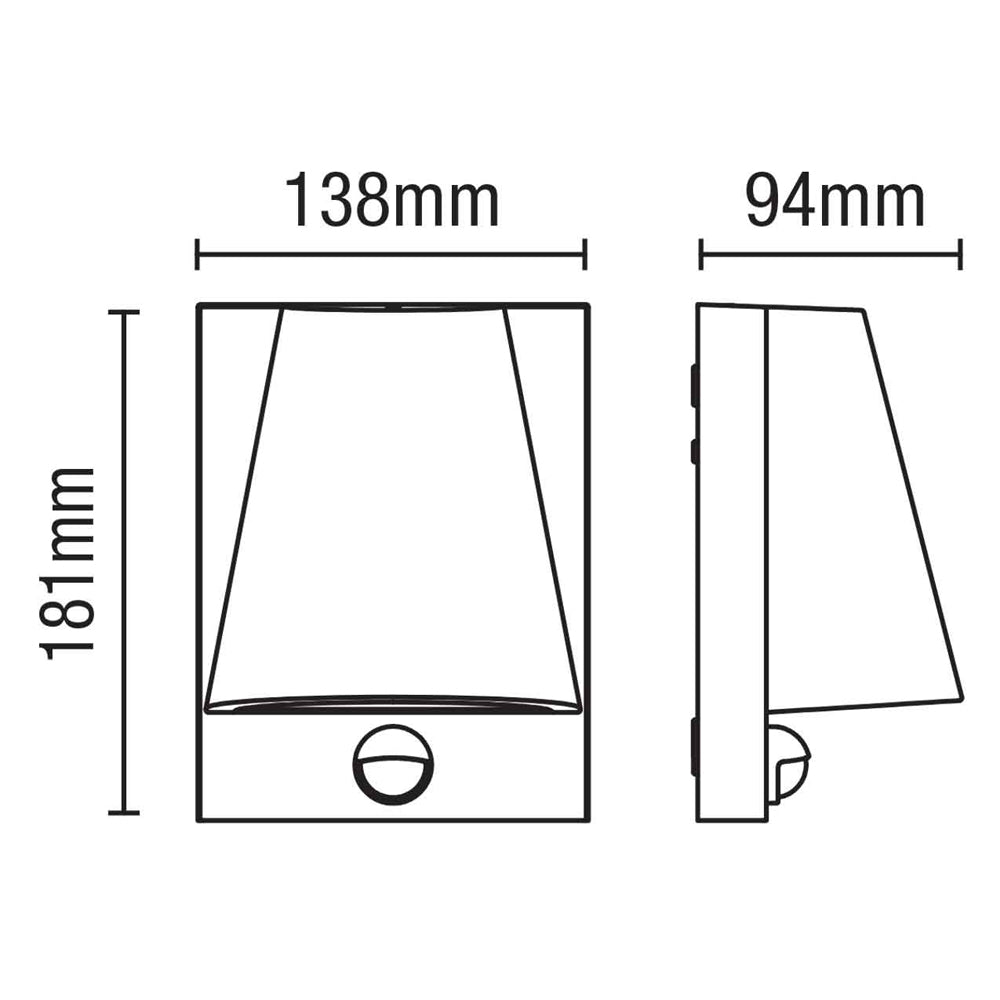 VESOUL | Outdoor Down Wall Porch Lantern Spot Light | GU10 | IP43 | Black | PIR Motion Sensor