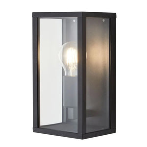 CHINON | Outdoor Box Glass Wall Porch Lantern Light | E27 | IP44 | Black