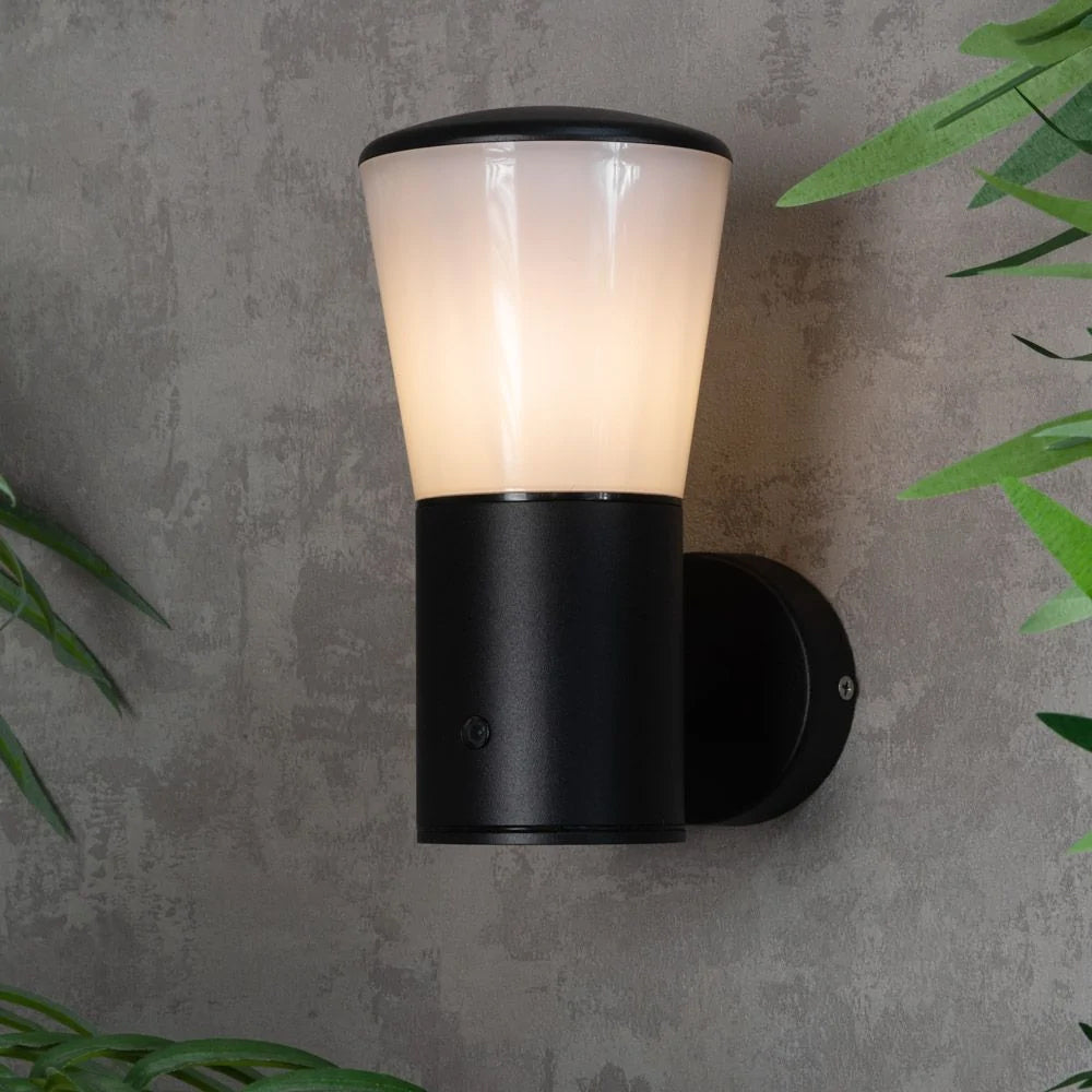 GAMMA | Outdoor Up Porch Lantern Wall Light | E27 | IP44 | Black | Photocell Dusk to Dawn Sensor