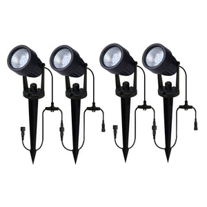 LAPIN | 4 x Adjustable Outdoor Garden Wall or Spike Ground Spot Light Kit | 3W LED | IP65 | Black | 4000K Neutral White