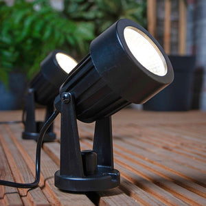 LAPIN | 4 x Adjustable Outdoor Garden Wall or Spike Ground Spot Light Kit | 3W LED | IP65 | Black | 4000K Neutral White