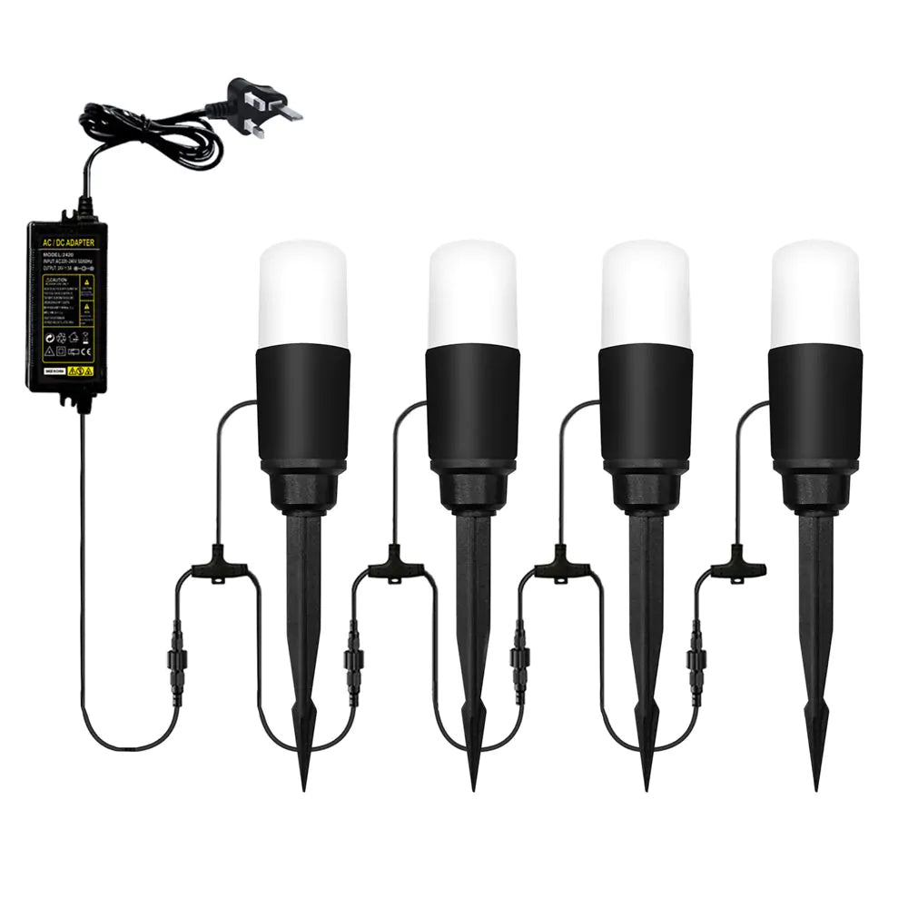 LAPIN | 4 x Outdoor Pathway Garden Spike Ground Spot Light Kit | 3W LED | IP65 | Black | 4000K Neutral White