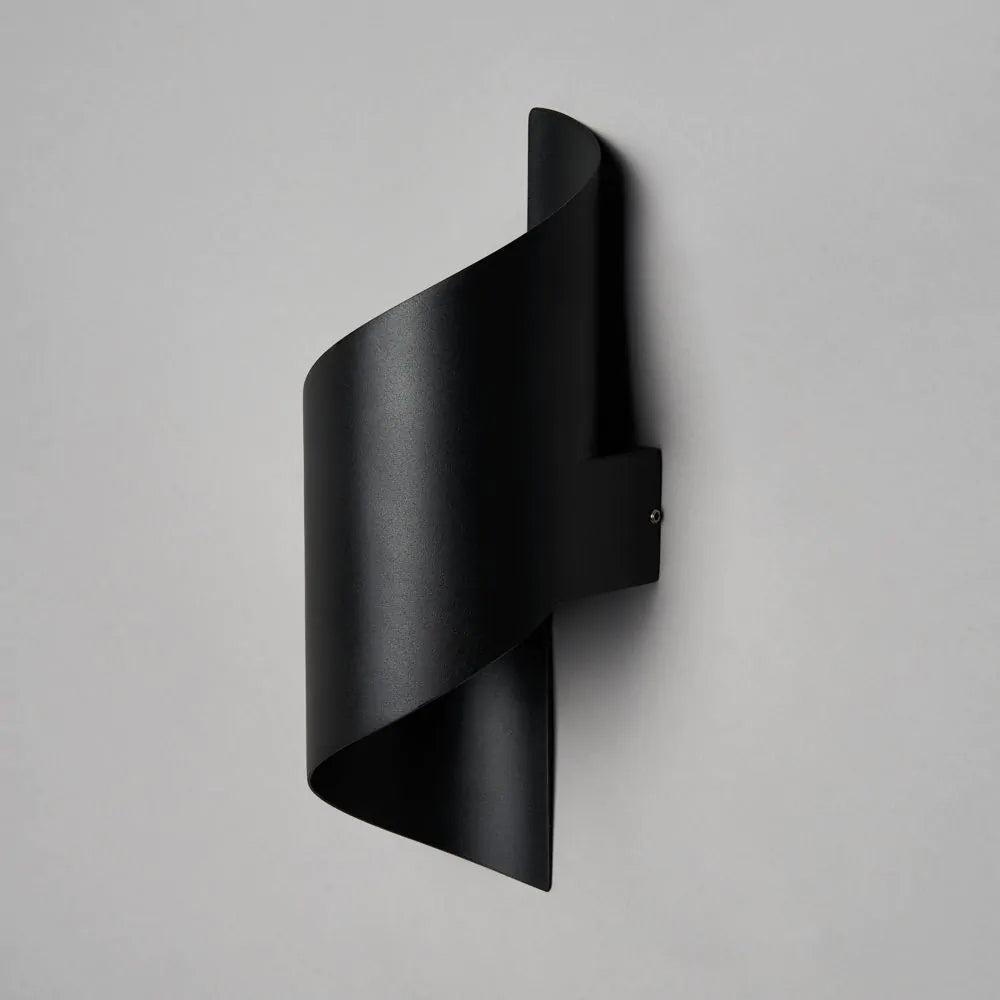 BUDE | Curved Up Down Coil Twist Wall Light Indoor Outdoor Fitting | 9W LED | 4000K Neutral White | IP54 | Black