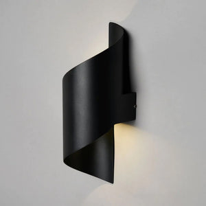 BUDE | Curved Up Down Coil Twist Wall Light Indoor Outdoor Fitting | 9W LED | 4000K Neutral White | IP54 | Black